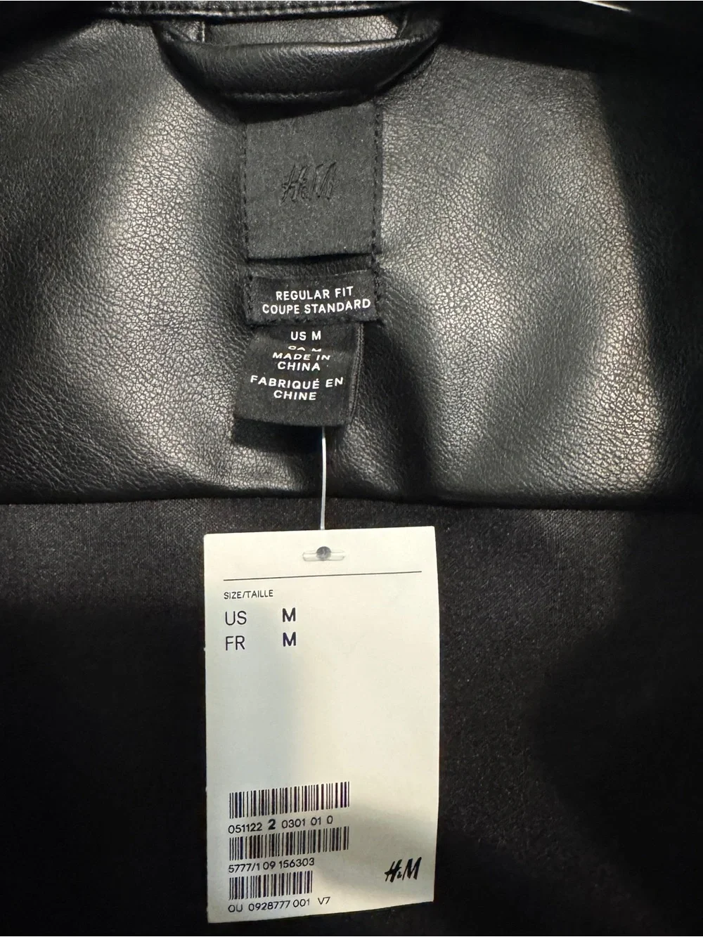 H&M Black Faux Leather Shirt Jacket